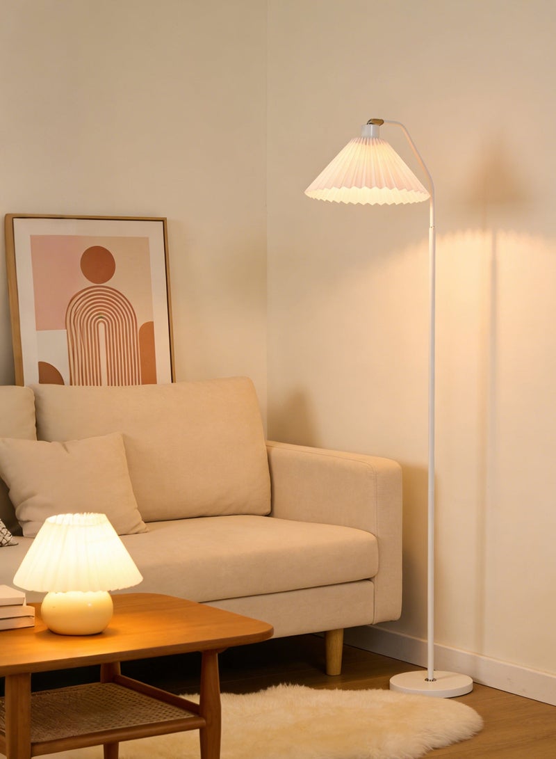 Minimalist Arc LED Floor Lamp, 16 Color Temperatures, Stepless Dimming, Remote Control, White Fabric Shade, Adjustable Tall Standing Lamp, Modern Design, 149×47 cm, for Bedroom, Living Room, or Office, White - Image 3
